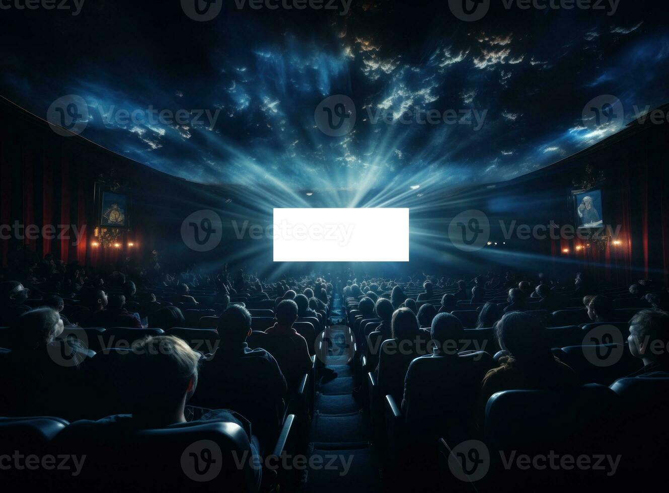 grande cinema con vuoto schermo modello foto