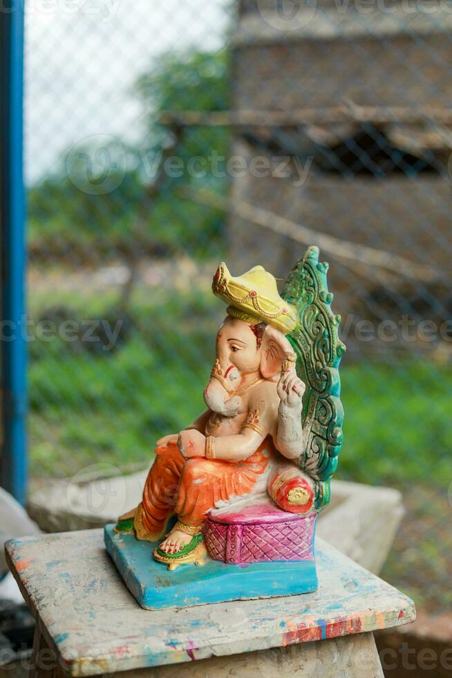 indiano signore Ganesha statua, idoli di signore ganesh per imminente Ganapati Festival nel India. foto