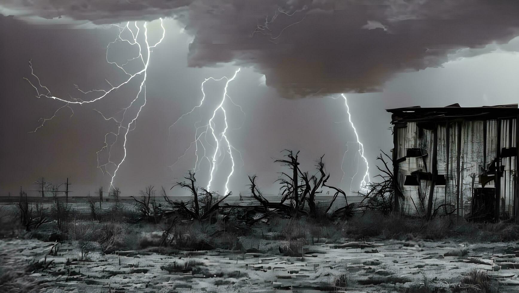 tempestoso tempo metereologico e fulmine naturale disastro fenomeno foto