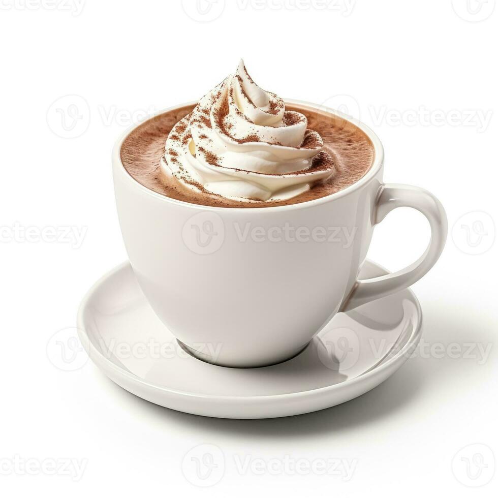 Nutella caldo cacao nel un' bianca tazza isolato su bianca sfondo foto