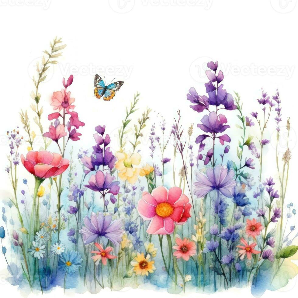 colorato acquerello primavera fiori mazzo foto