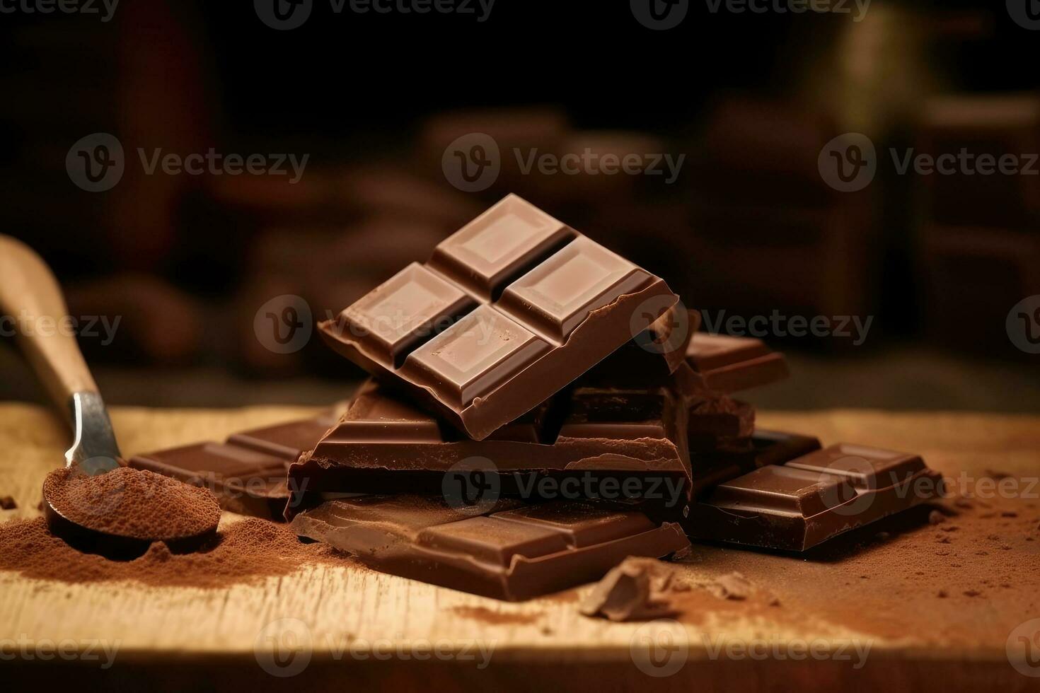 cioccolato bar nel il cucina tavolo cibo fotografia ai generato foto