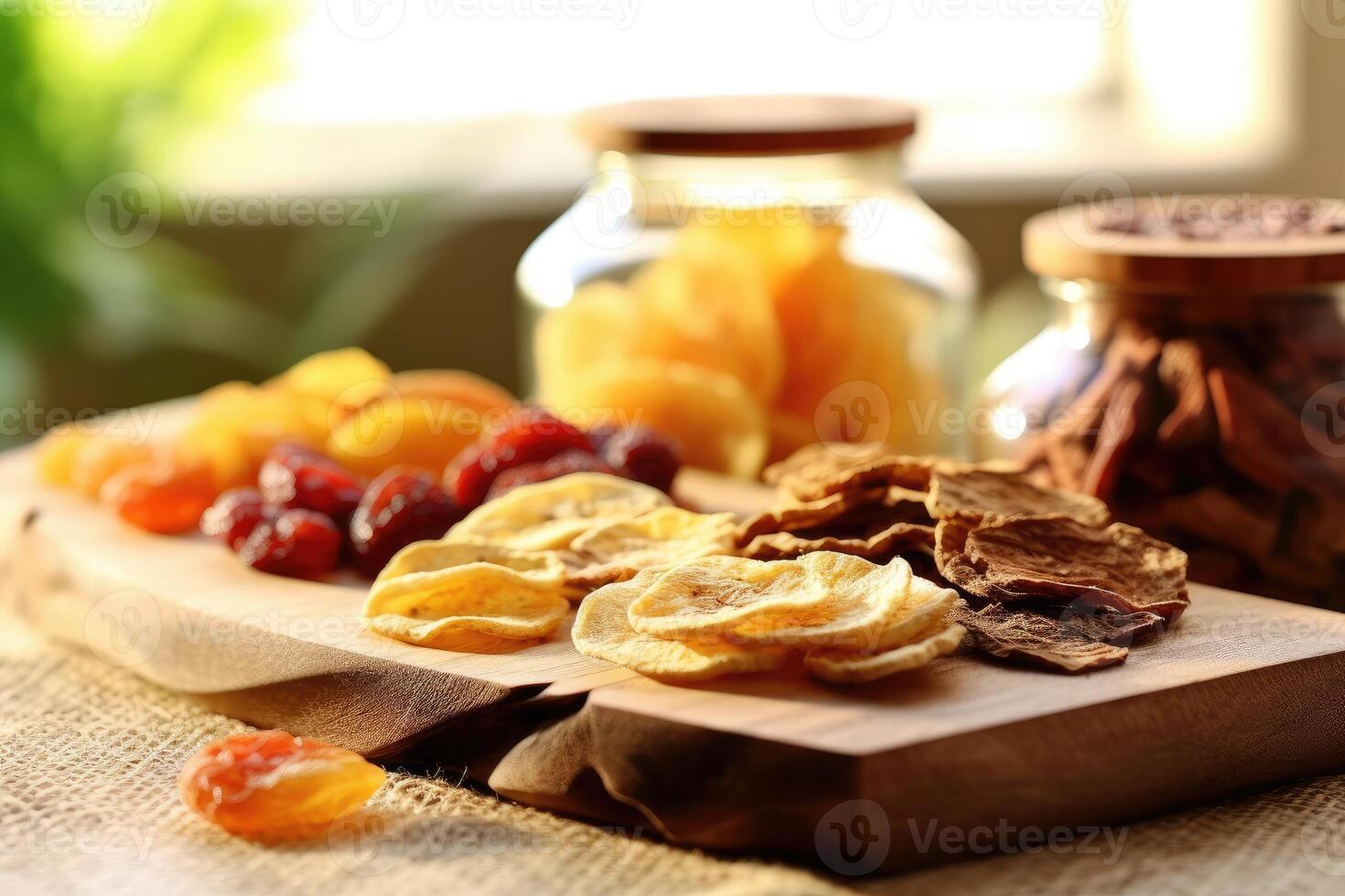 secco frutta nel il cucina tavolo cibo fotografia ai generato foto