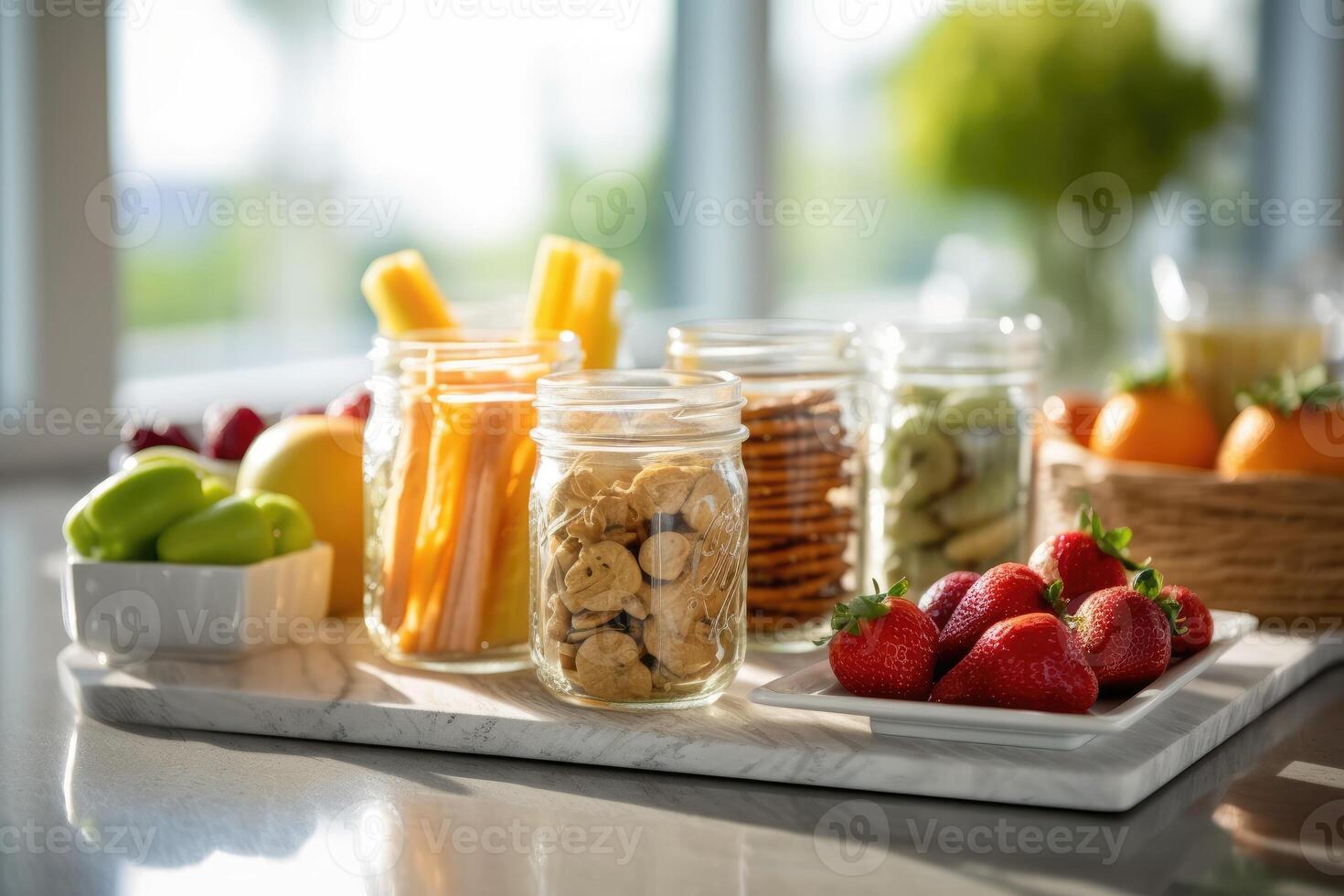 salutare spuntini nel il cucina tavolo cibo fotografia ai generato foto