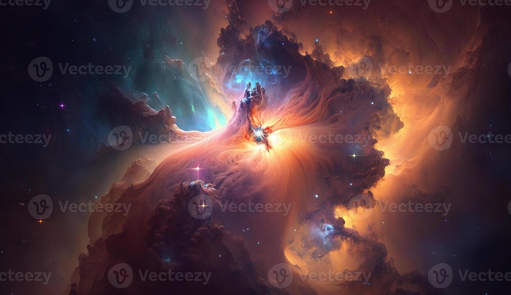 spazio nebulosa 3d illustrazione splendente stella sfondo ai generato Immagine foto