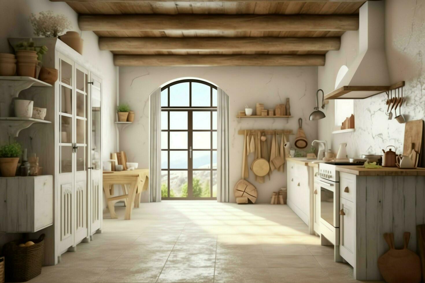 moderno cucina interno design nel appartamento o Casa con arredamento. lusso cucina casa scandinavo concetto di ai generato foto