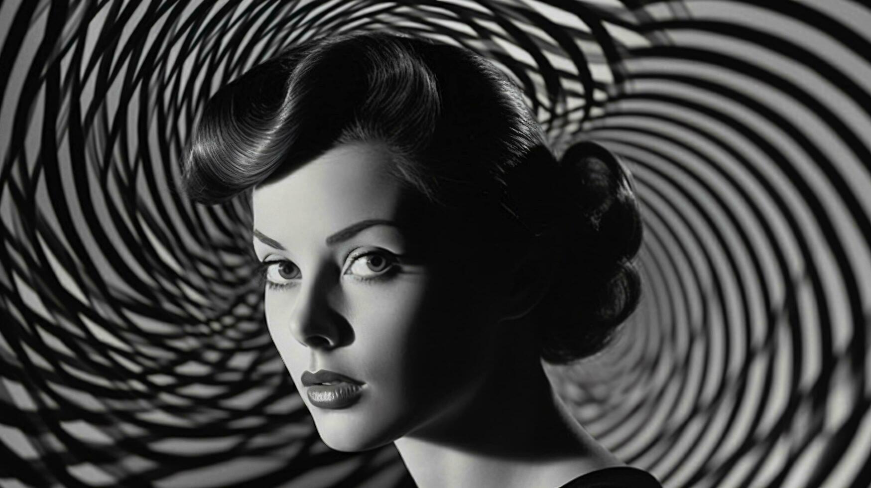 nero e bianca foto di un' bella ragazza, donna, azione fotografia, modello, Vintage ▾, generativo ai