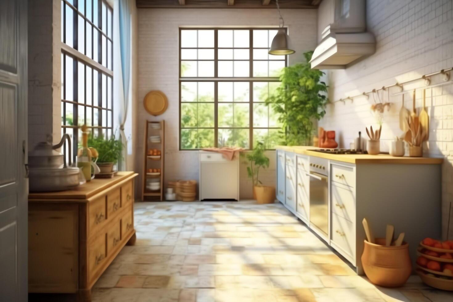 moderno cucina interno design nel appartamento o Casa con arredamento. lusso cucina casa scandinavo concetto di ai generato foto