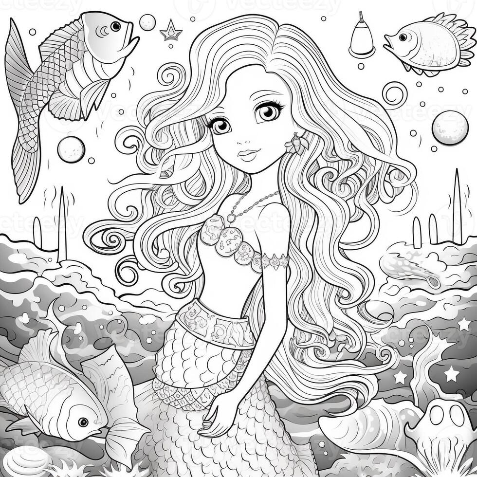 Disegni da colorare di sirene per bambini foto