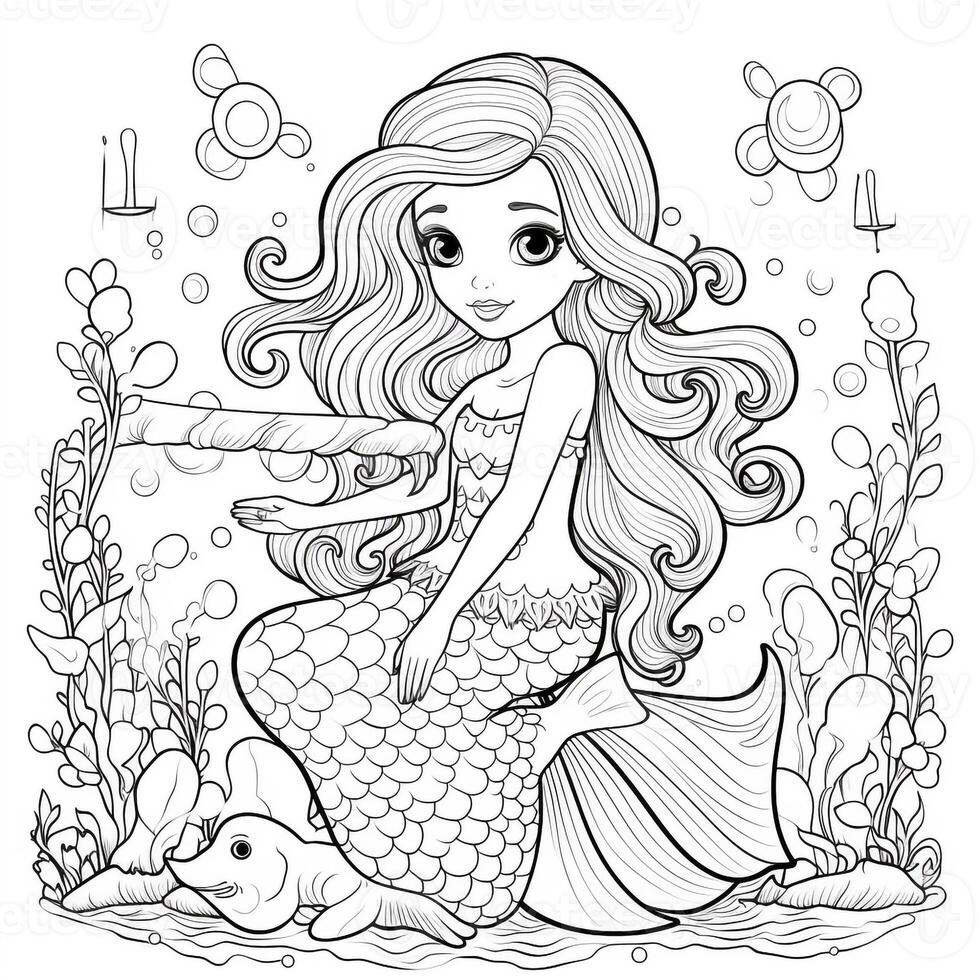 Disegni da colorare di sirene per bambini foto