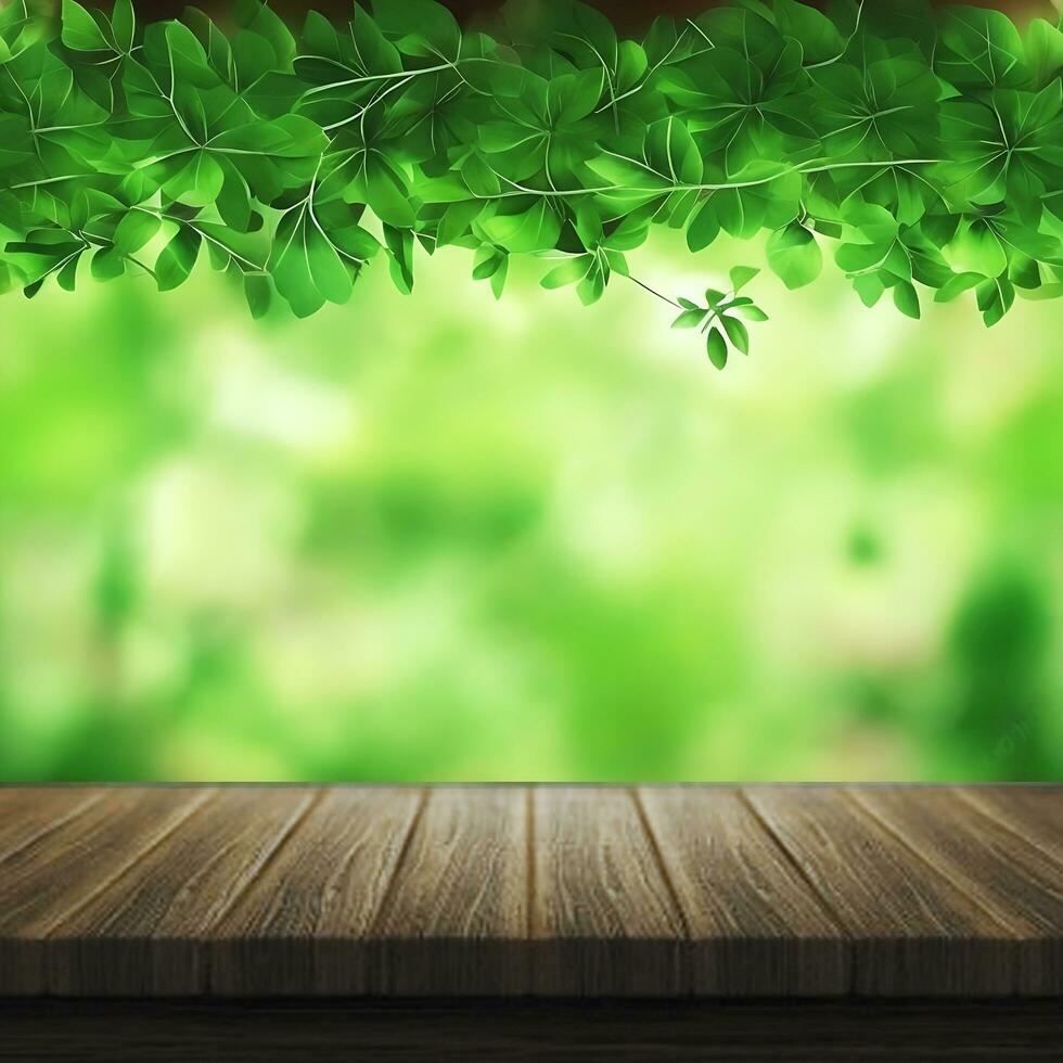 3d verde le foglie su un' defocussed sfondo, ai generato foto