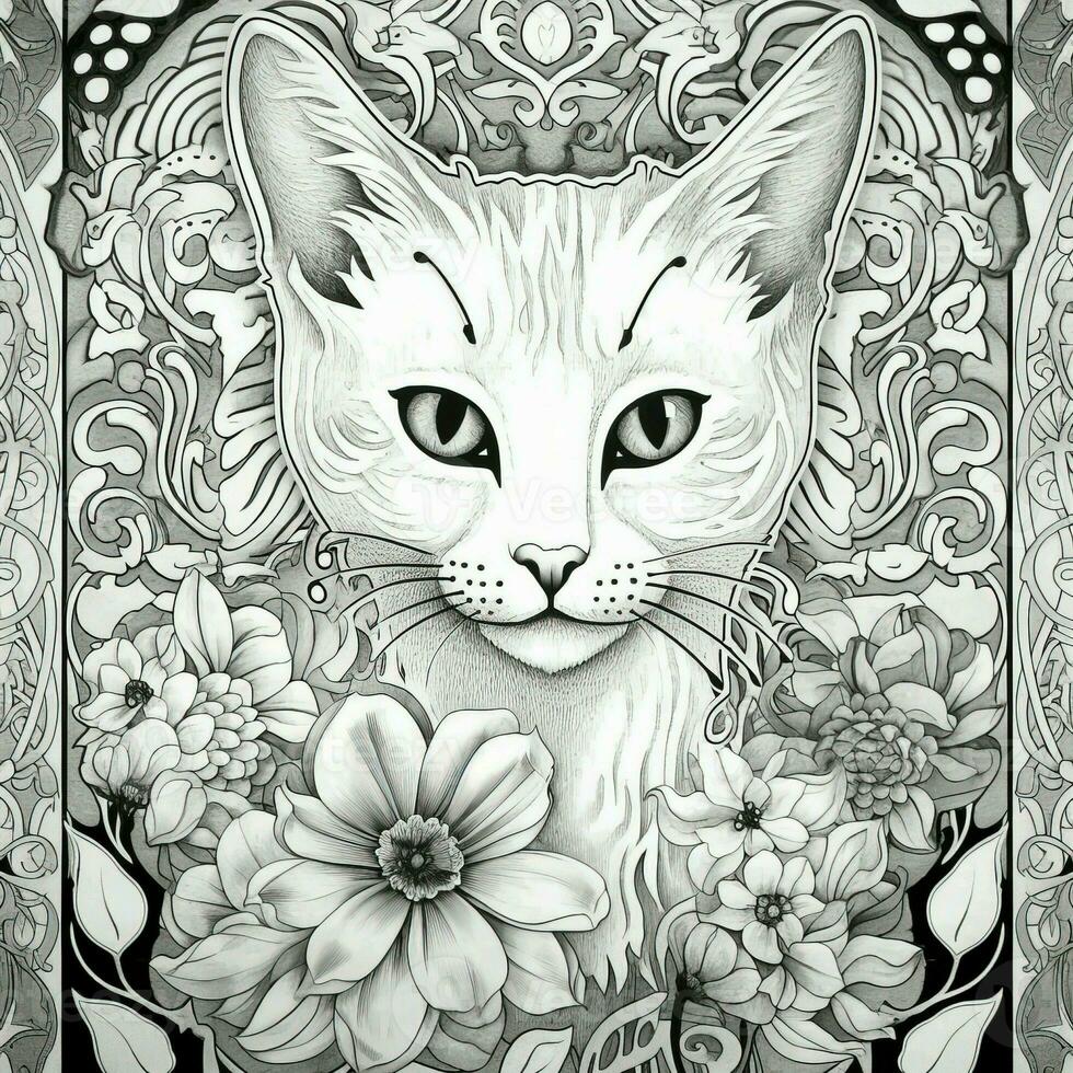 arte nouveau gatti colorazione pagine foto
