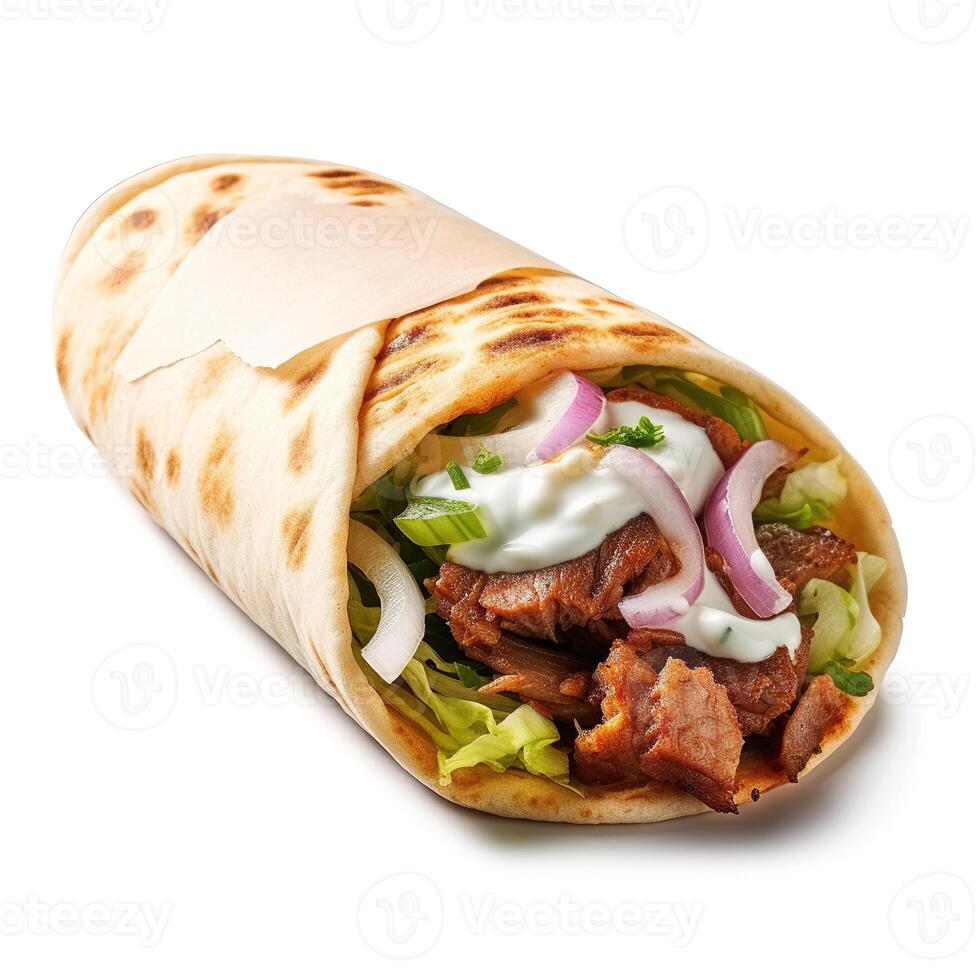 shawarma su bianca sfondo. generativo ai foto