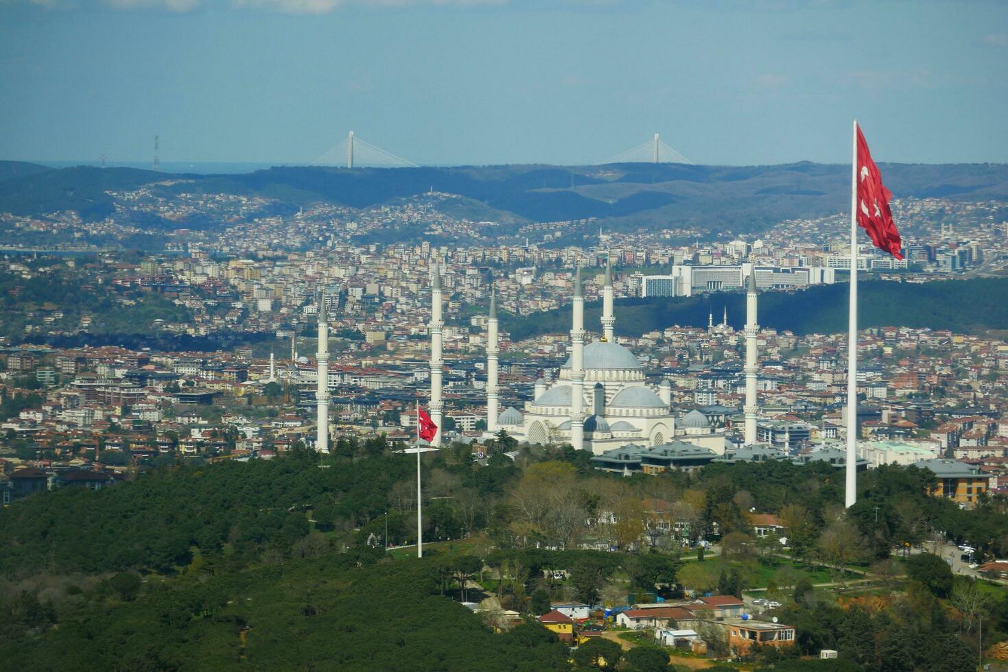 alto angolo Visualizza di camlica moschea nel Istanbul foto