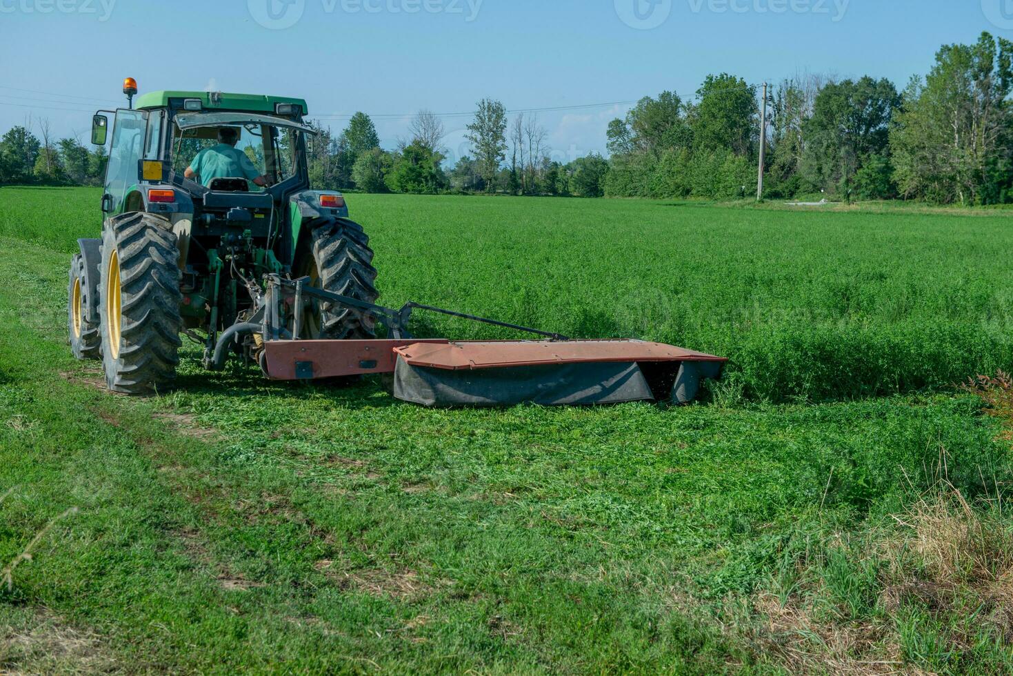 trattore mentre esso è taglio il erba foto