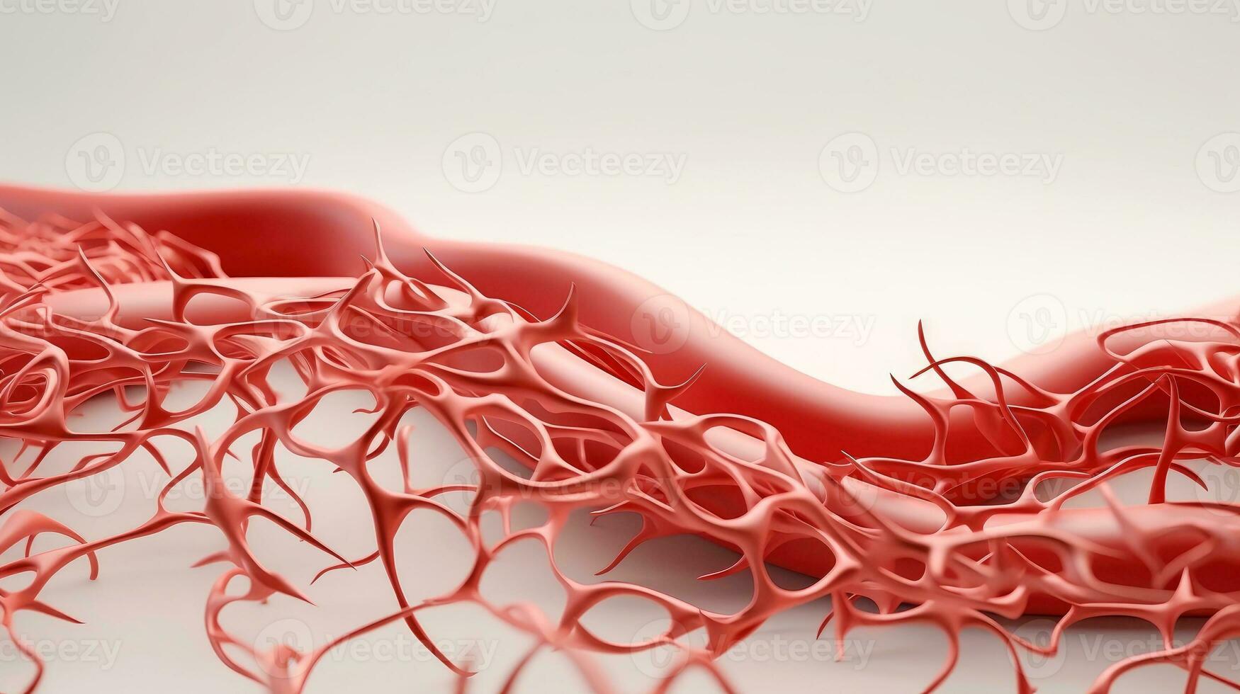 3d illustrazione modello di il umano organo sistemi, circolatorio, digestivo, rosso e bianca cellule del sangue con sfocato sfondo. medico formazione scolastica concetto, generativo ai illustrazione foto