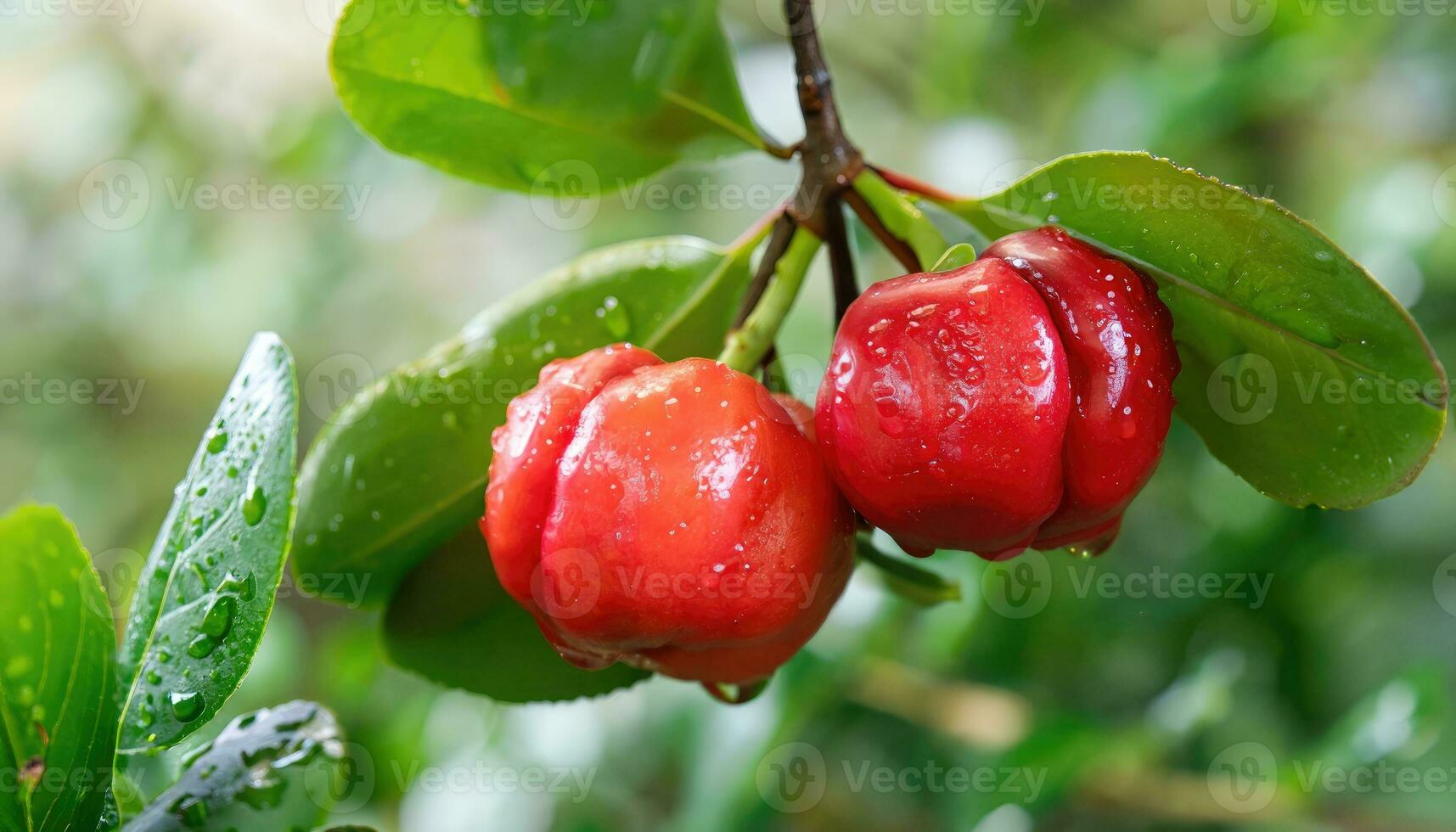 acerola ciliegie frutta su il albero con acqua far cadere foto