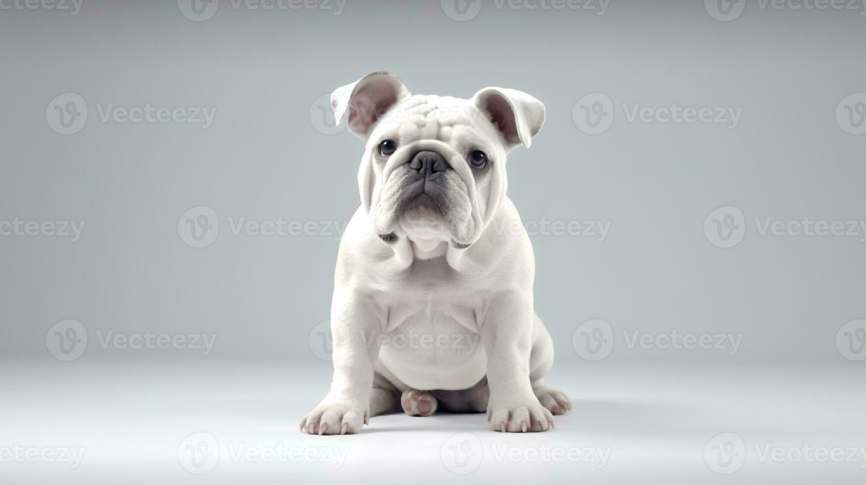 foto di un' bulldog su bianca sfondo. generativo ai