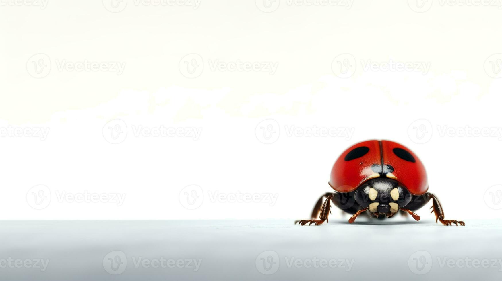 foto di un' coccinella su bianca sfondo. generativo ai