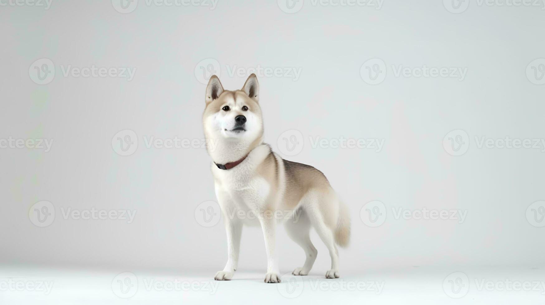 foto di un' shiba inu su bianca sfondo. generativo ai