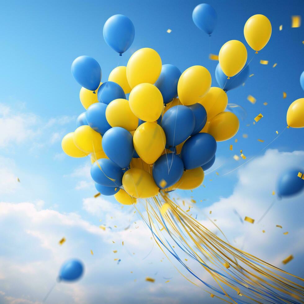 volante palloncini nel giallo e blu colori foto