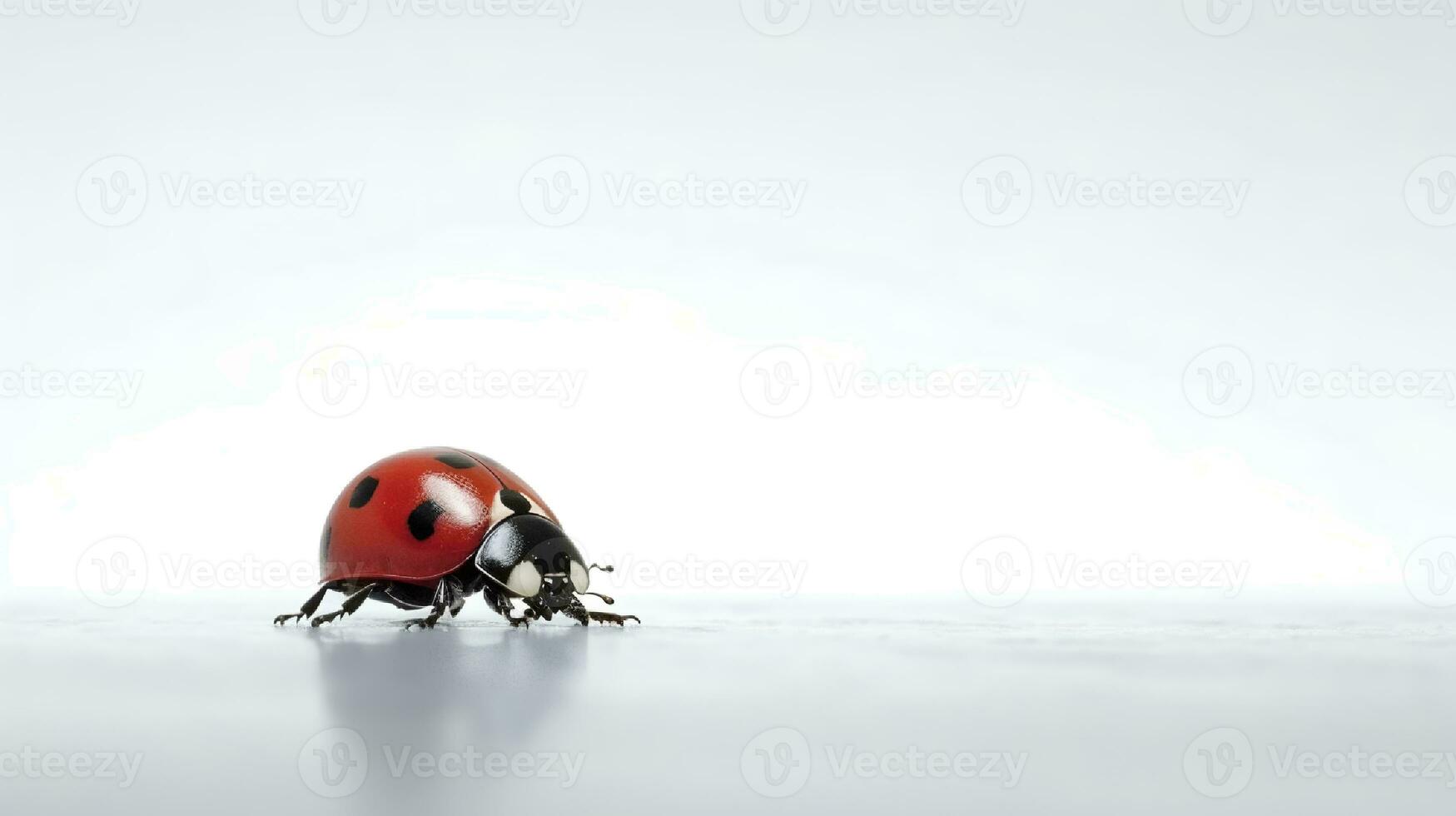 foto di un' coccinella su bianca sfondo. generativo ai