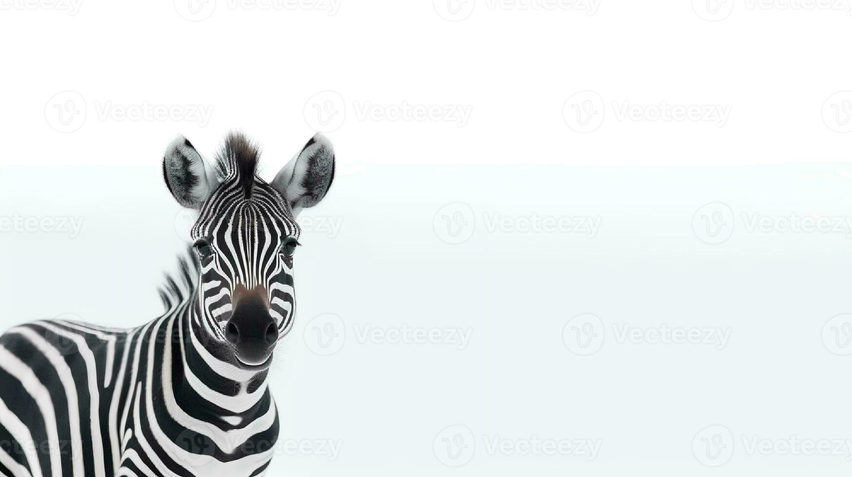 foto di un' carino zebra su bianca sfondo. creato di generativo ai