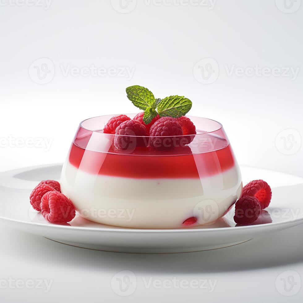 cibo fotografia di panna cotta su bicchiere isolato su bianca sfondo. generativo ai foto