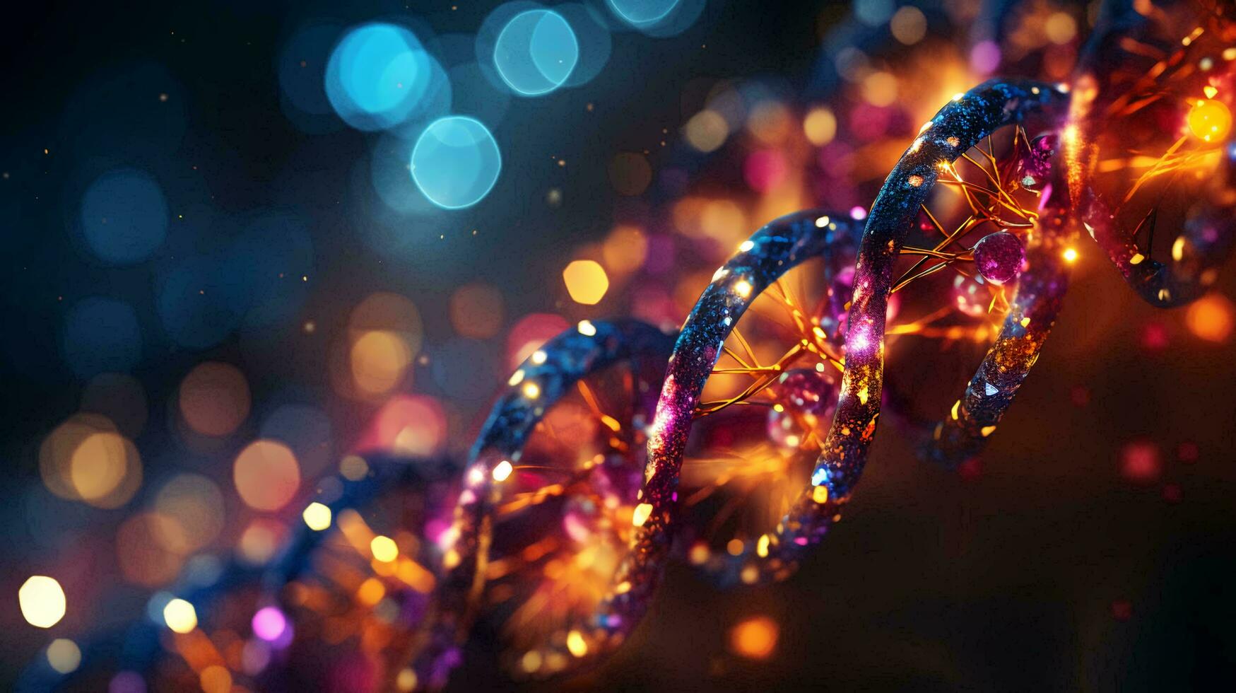 bellissimo colorato luminosa astratto futuristico scientifico raggiante dna elica. ai generato foto