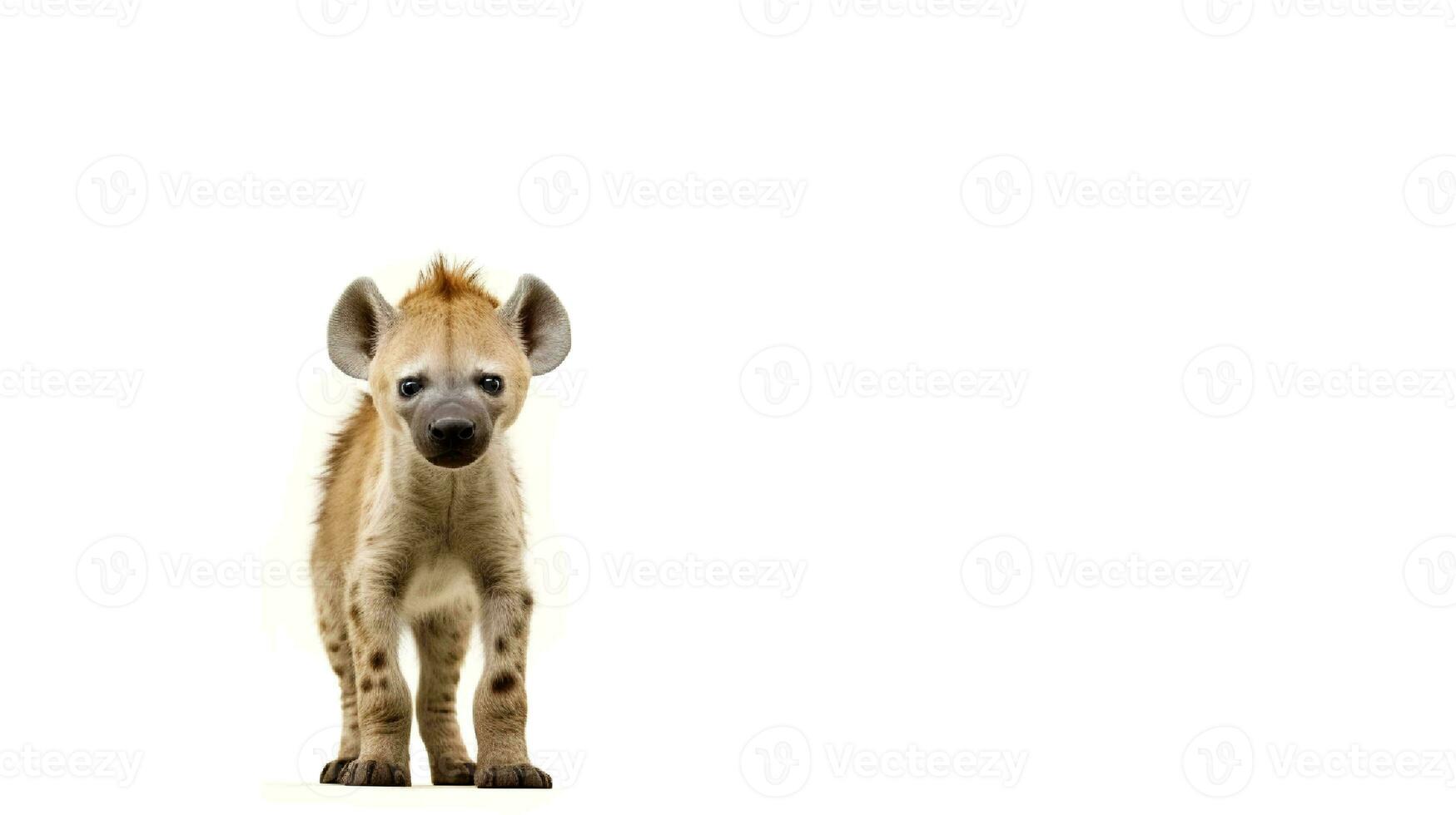 foto di un' iena su bianca sfondo. generativo ai