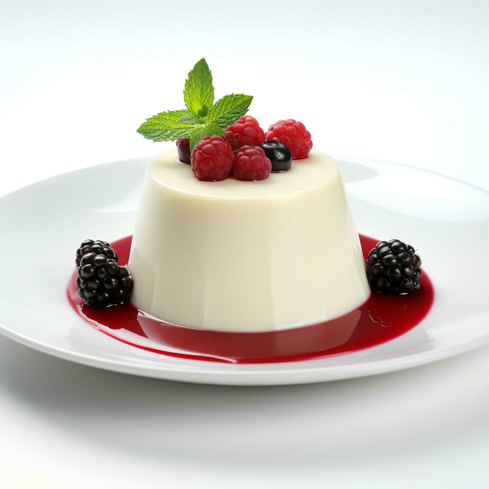 cibo fotografia di panna cotta su bicchiere isolato su bianca sfondo. generativo ai foto