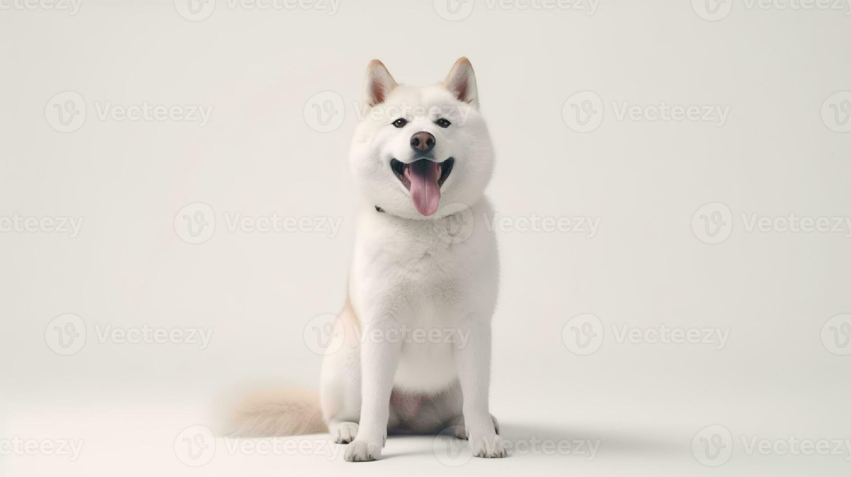 foto di un' shiba inu su bianca sfondo. generativo ai