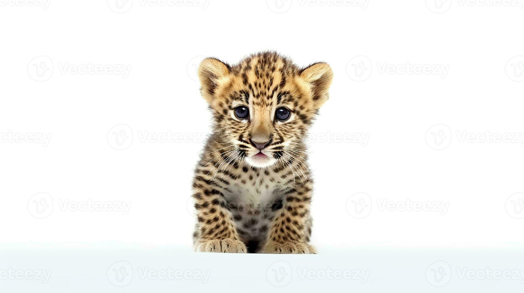 foto di un' leopardo su bianca sfondo. generativo ai