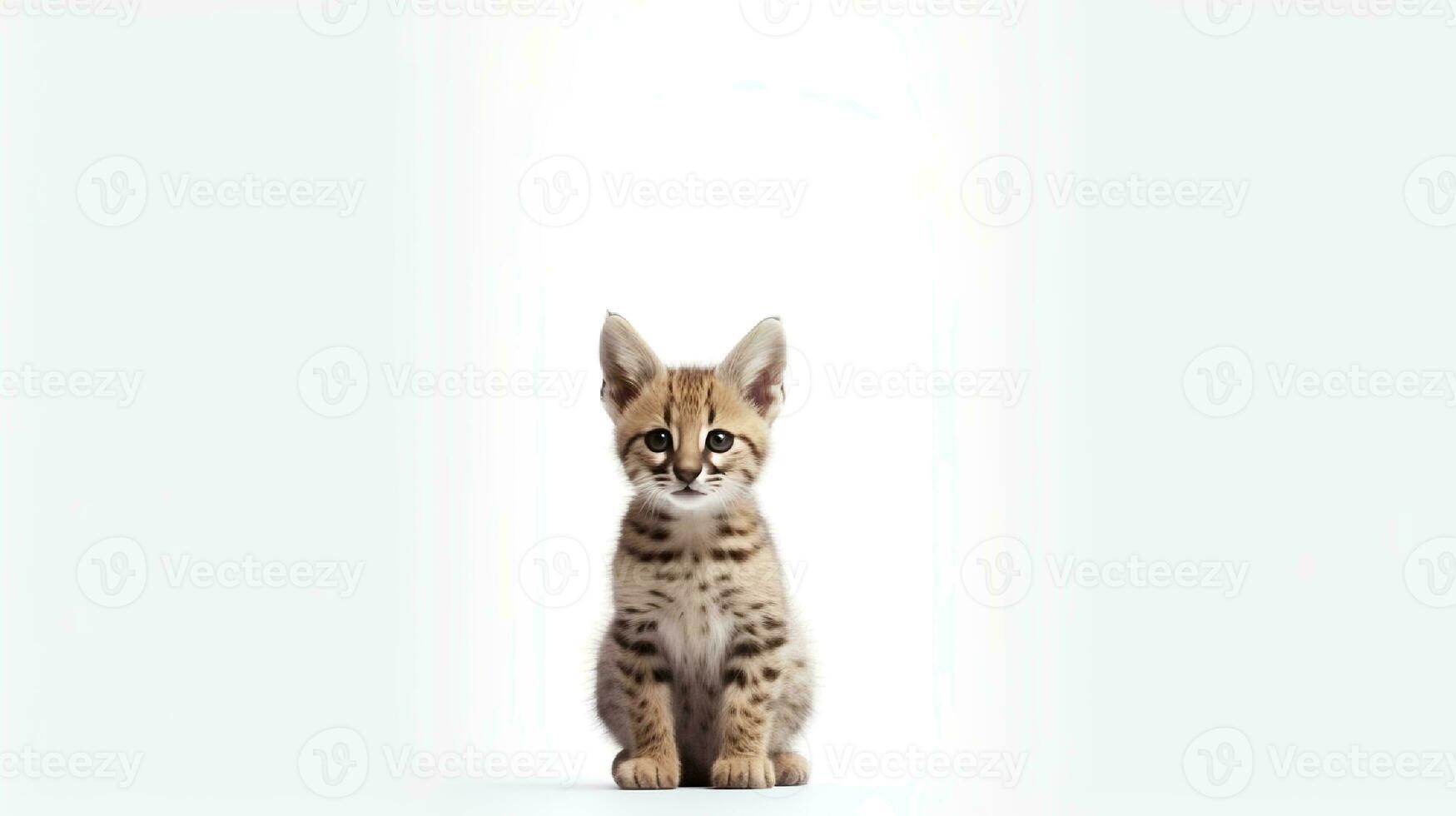 foto di un' gattopardo su bianca sfondo. generativo ai