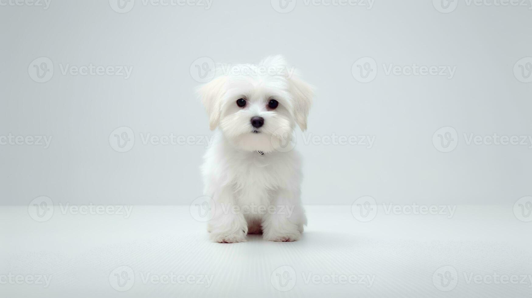 foto di un' lhasa apso su bianca sfondo. generativo ai