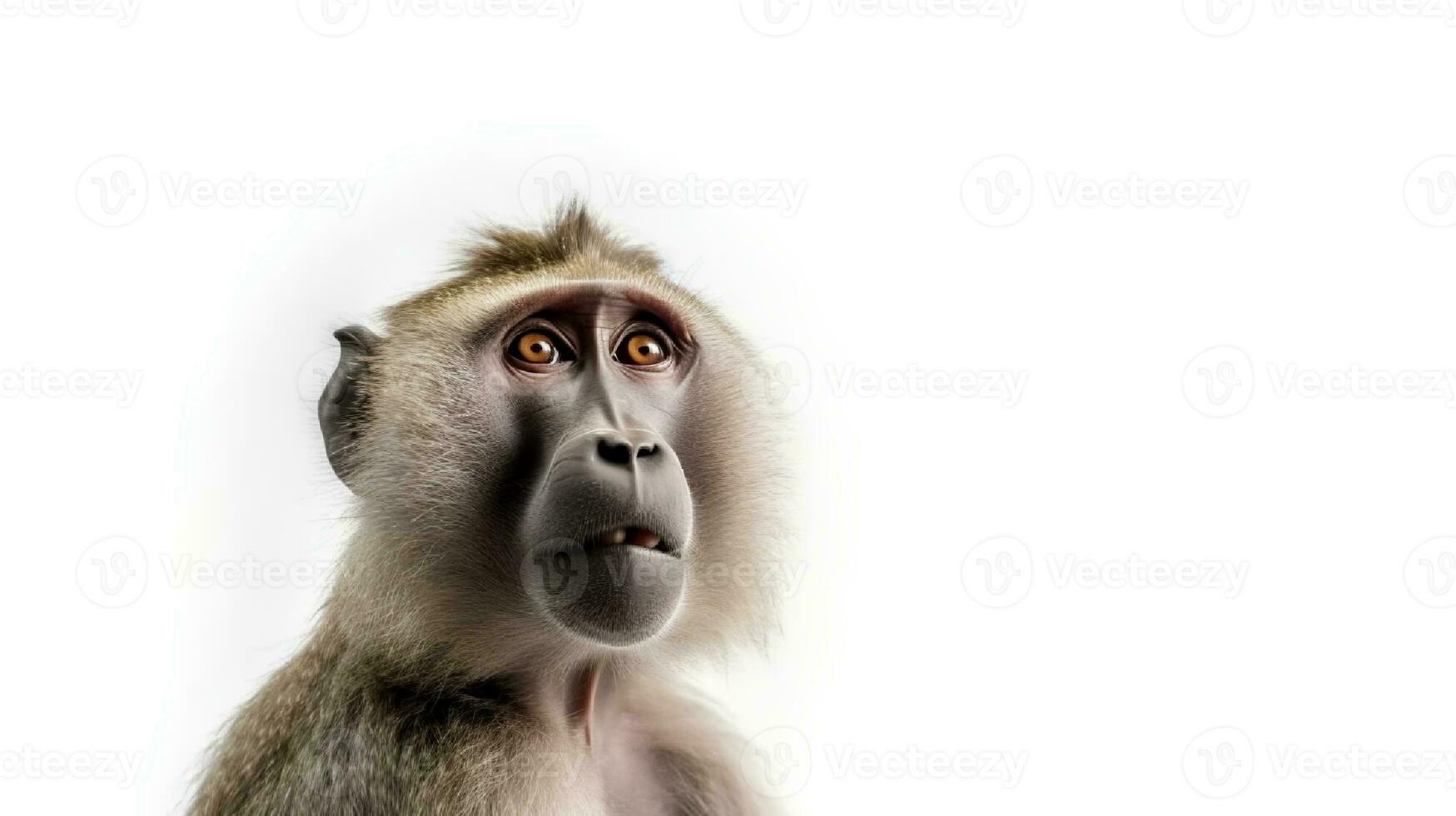 foto di un' babbuino su bianca sfondo. generativo ai