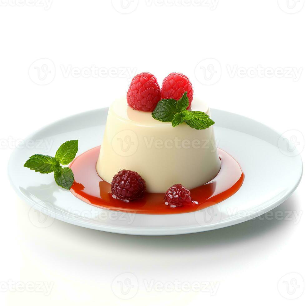 cibo fotografia di panna cotta su bicchiere isolato su bianca sfondo. generativo ai foto