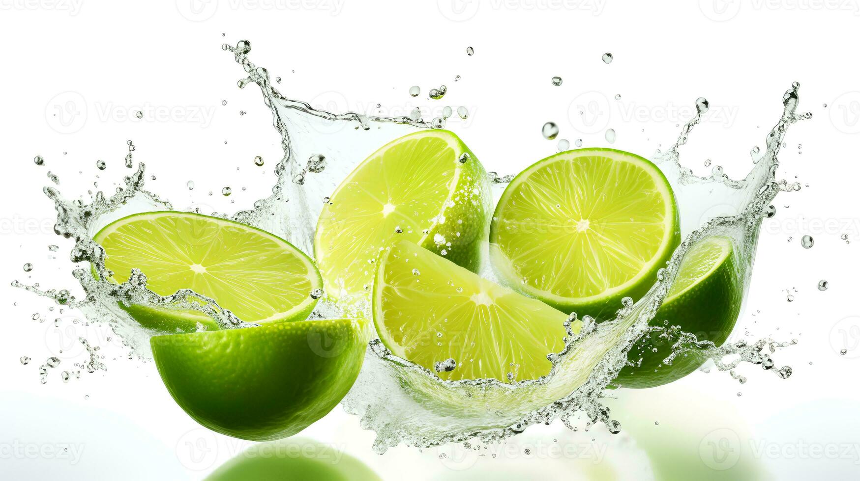 foto di affettato Limone con acqua spruzzi isolato su bianca sfondo