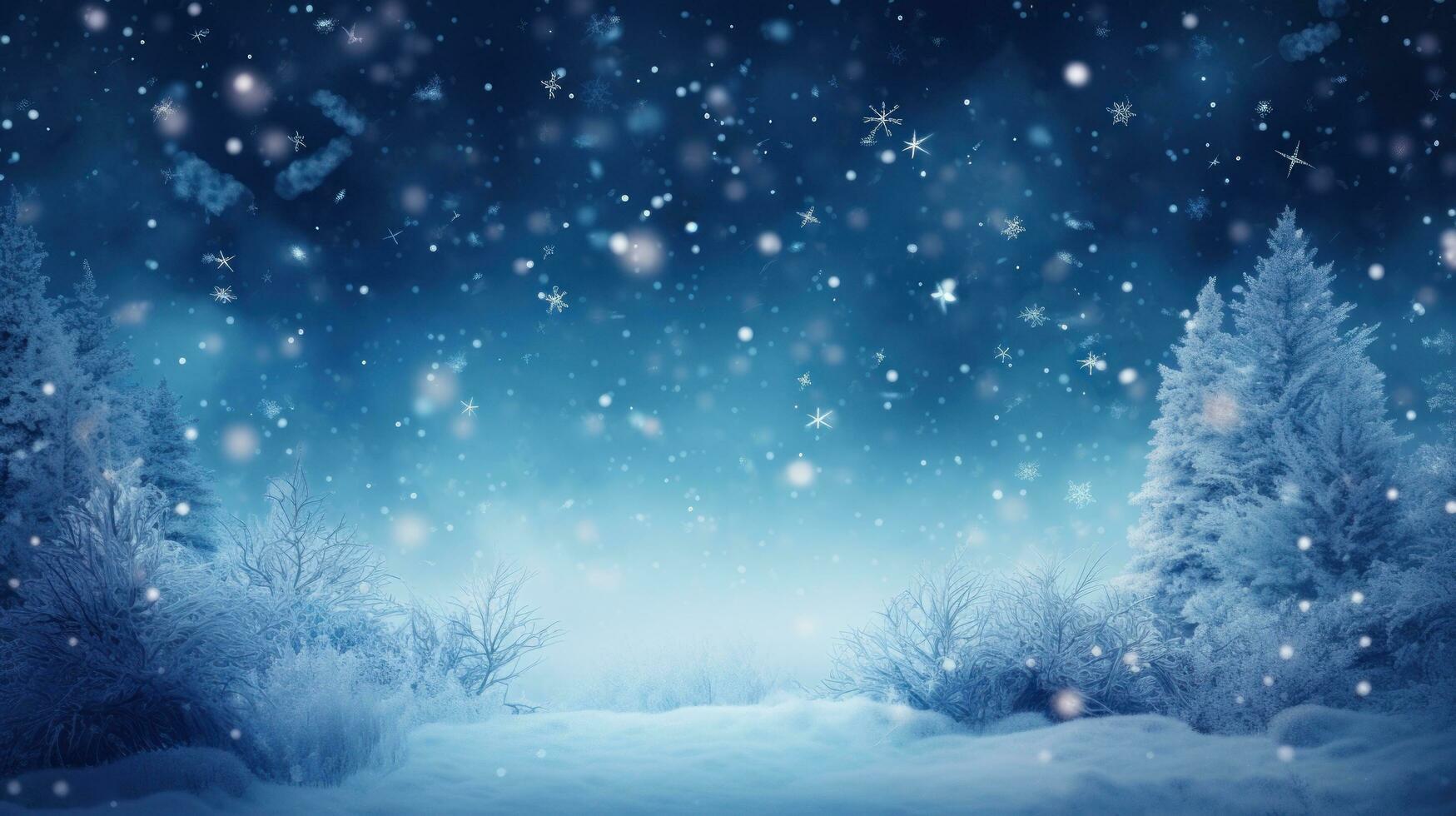 sfondo di natale blu con fiocchi di neve foto