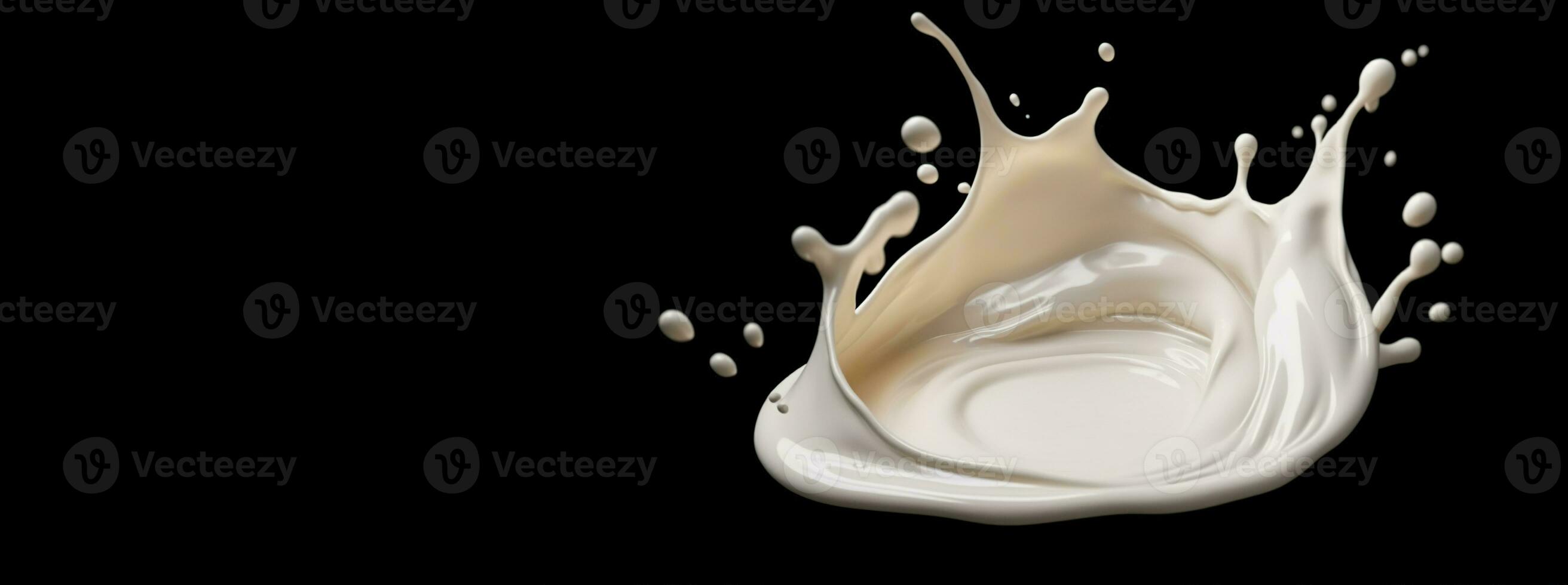 generativo ai, fluente liquido con spruzzi nel bianca colore. lucido cremoso latte fluido striscione, 3d effetto, moderno macro fotorealistico astratto sfondo illustrazione.. foto