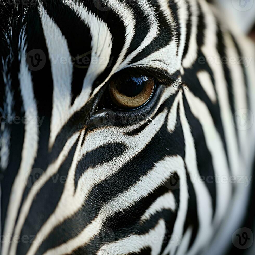 avvicinamento di un' zebra occhio. generativo ai foto