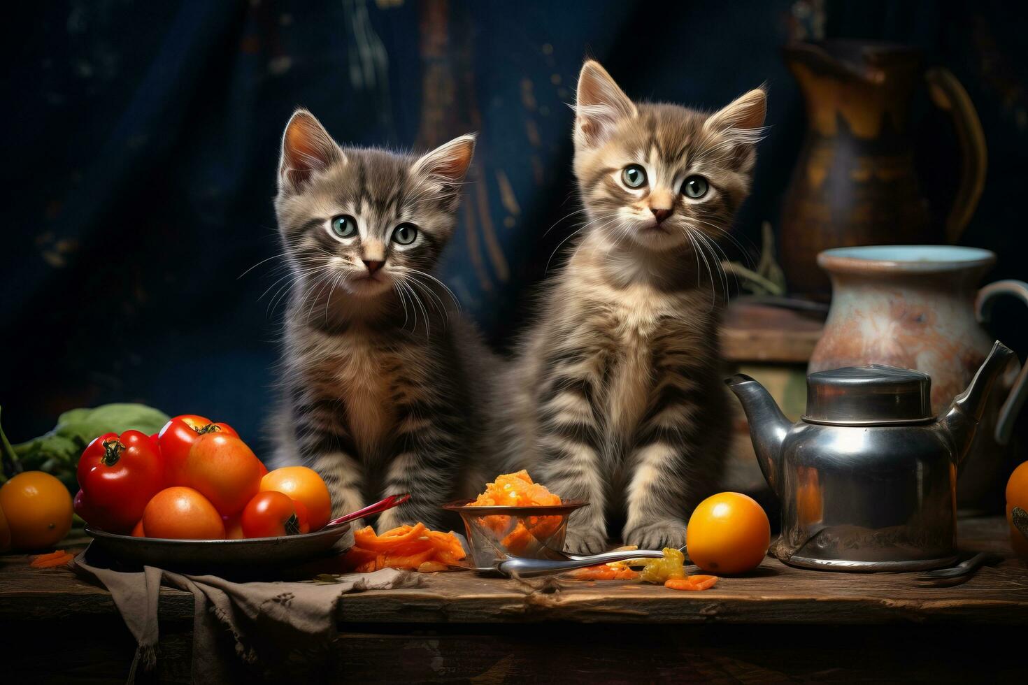 carino gattino con cibo foto