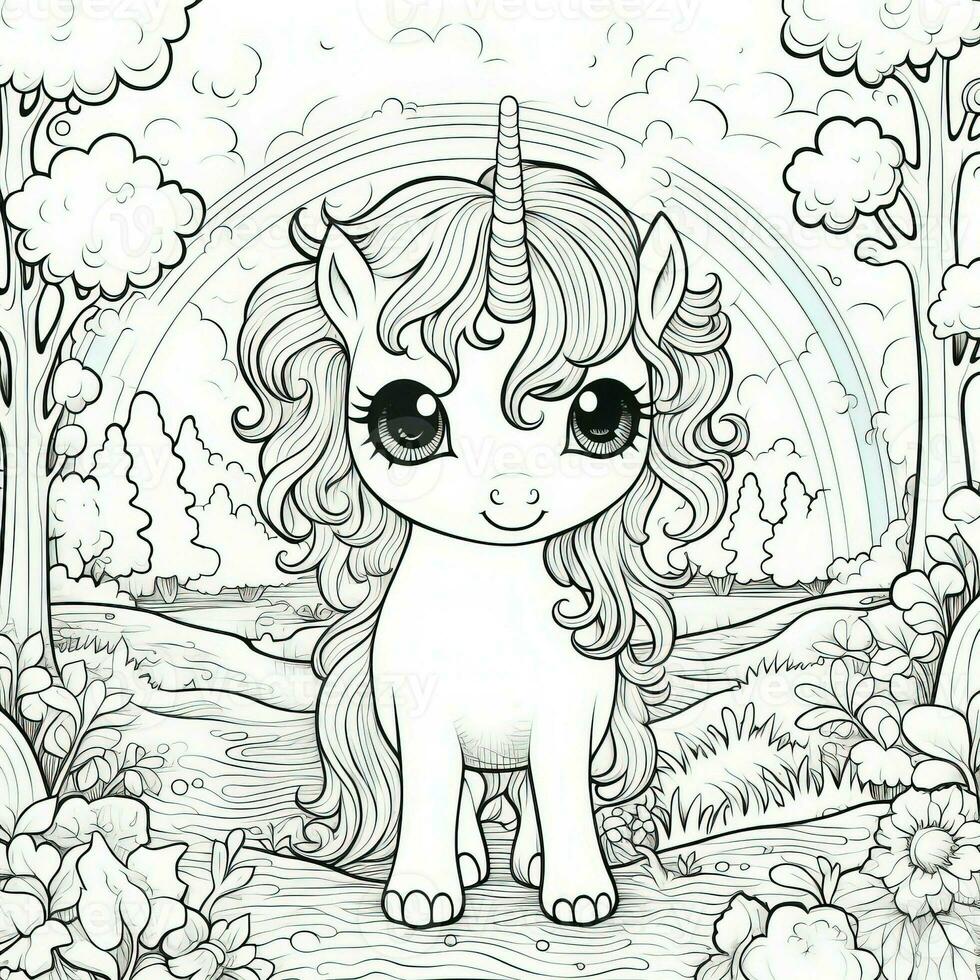 kawaii unicorno colorazione pagine foto