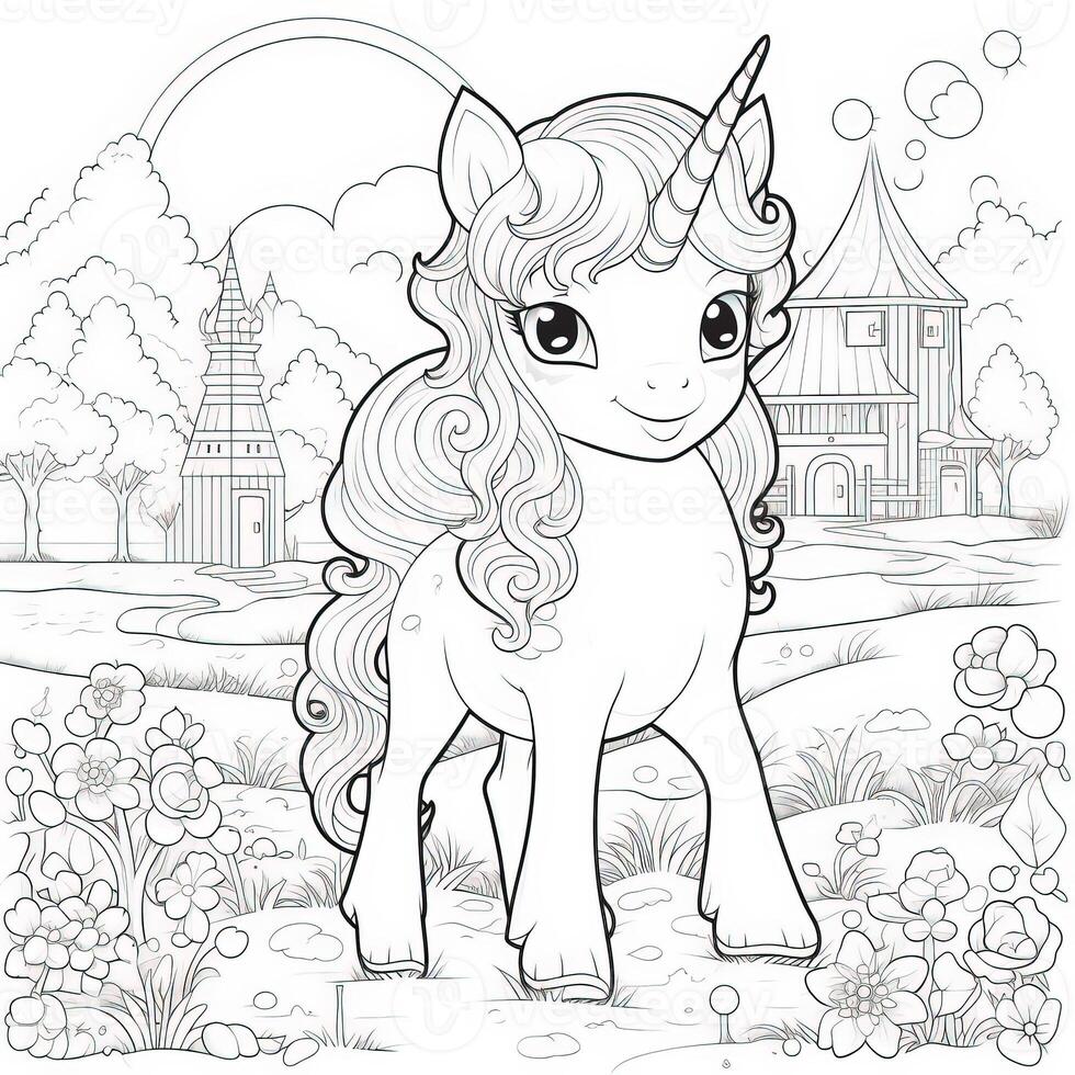 kawaii unicorno colorazione pagine foto