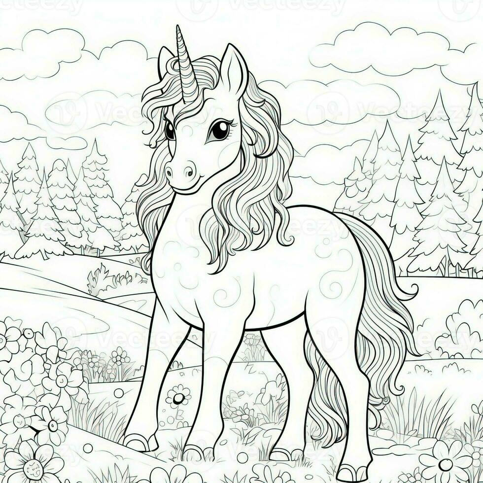 kawaii unicorno colorazione pagine foto