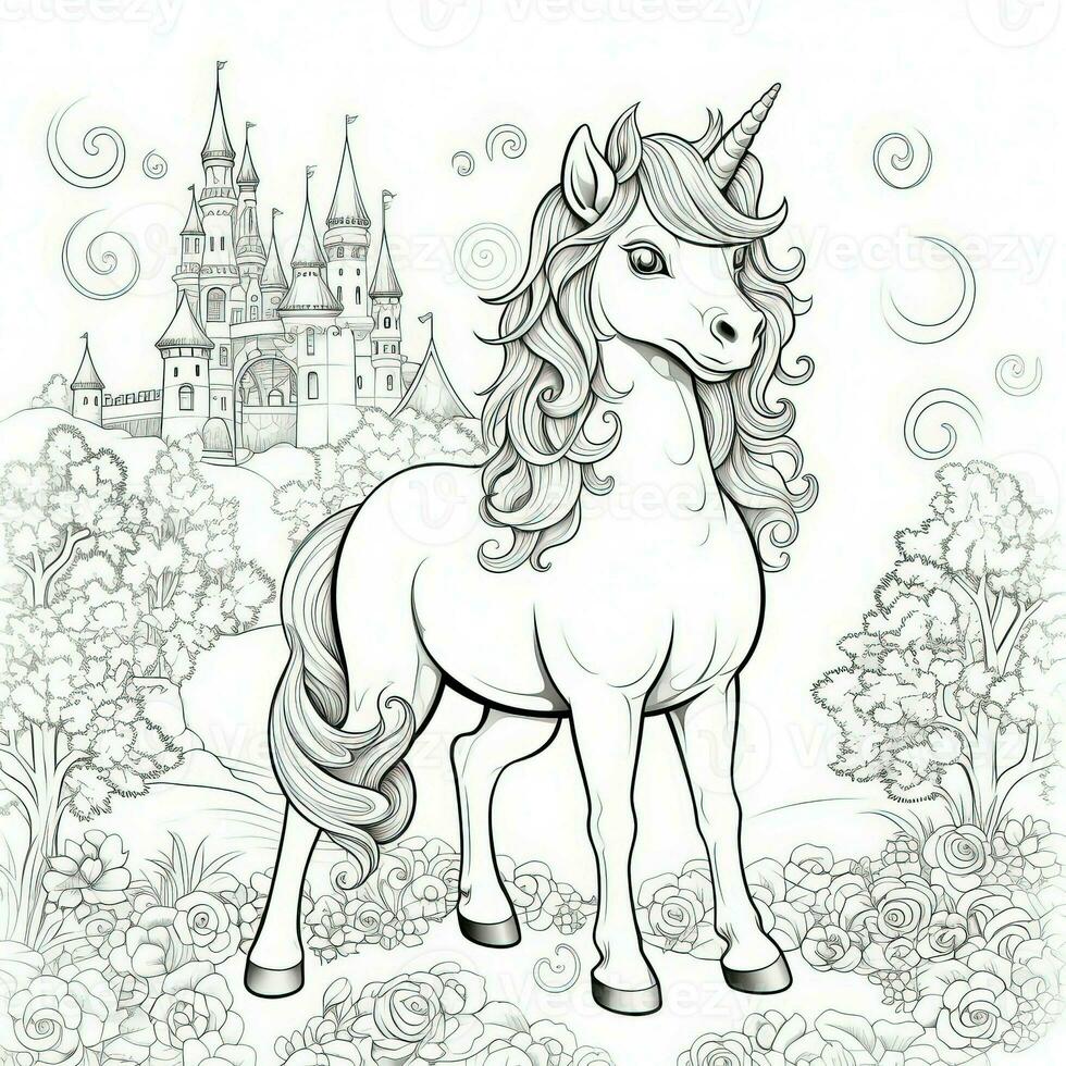 kawaii unicorno colorazione pagine foto