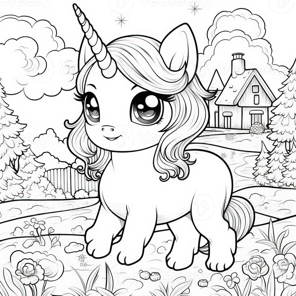 kawaii unicorno colorazione pagine foto