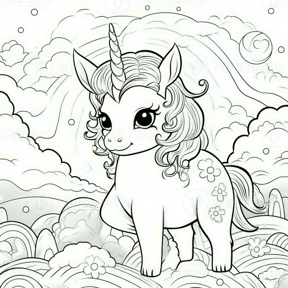 kawaii unicorno colorazione pagine foto