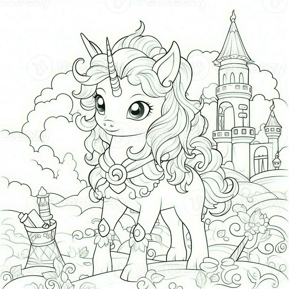 kawaii unicorno colorazione pagine foto