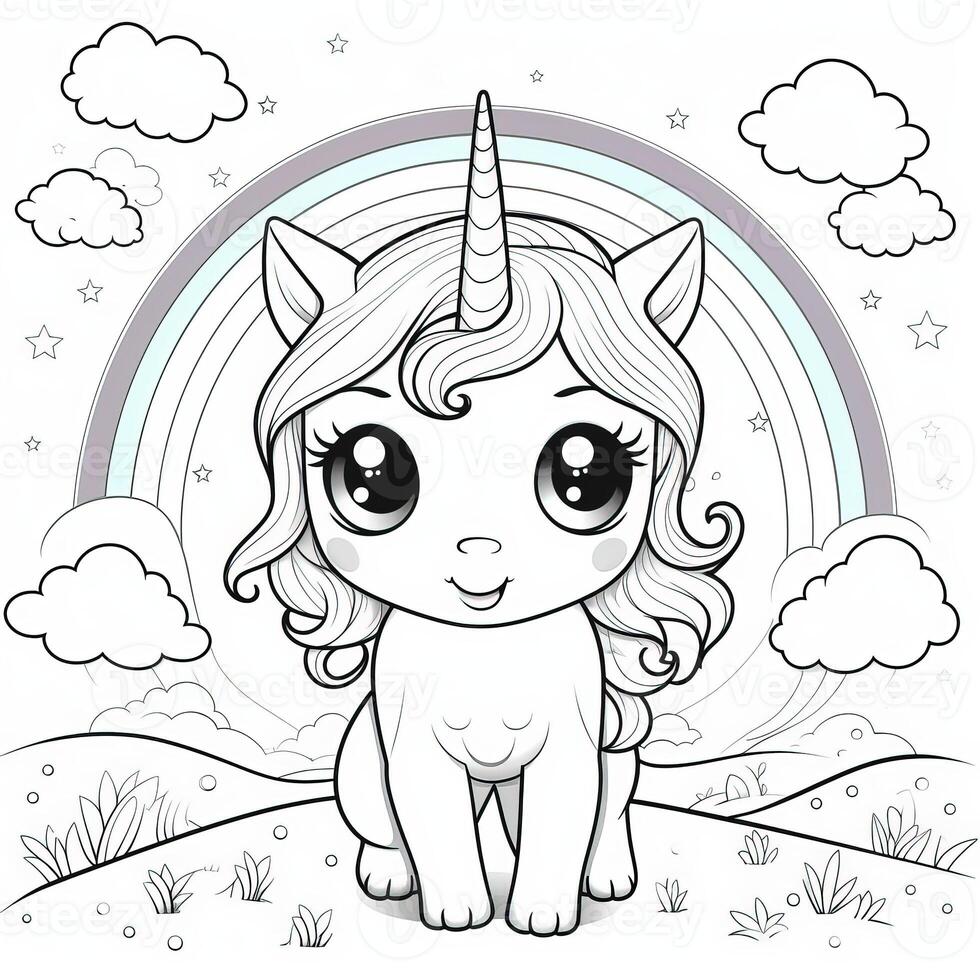 kawaii unicorno colorazione pagine foto